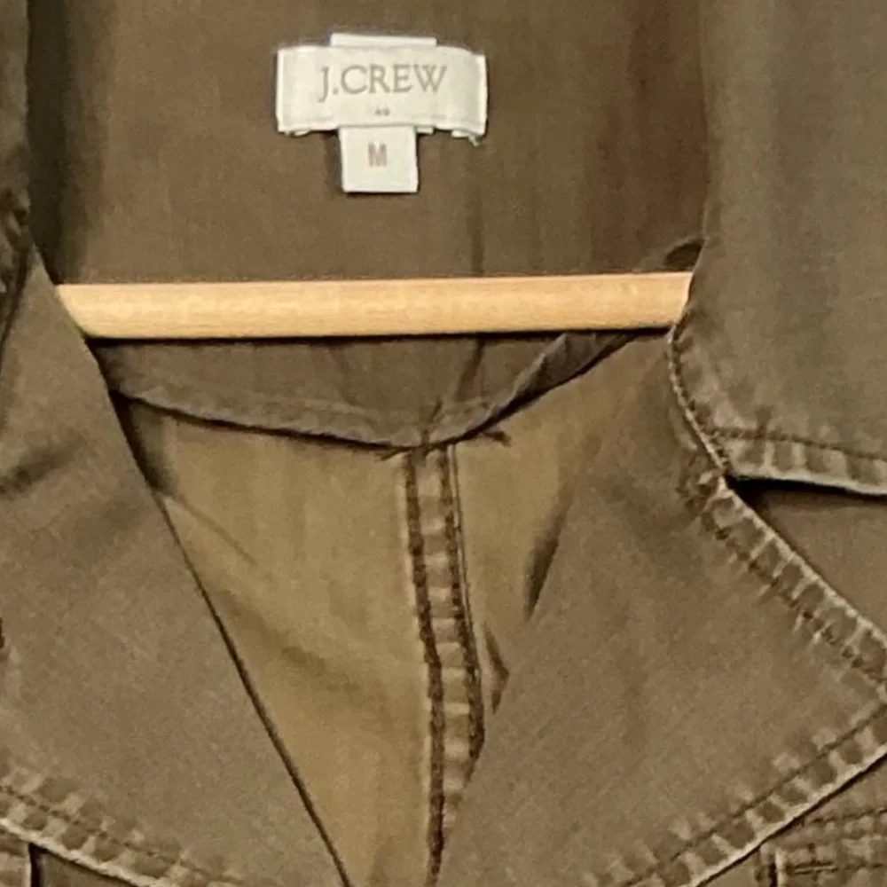 J.Crew Brown Utility Field Jacket Women’s Medium – Distressed Khaki Button-Up - Picture 6 of 15